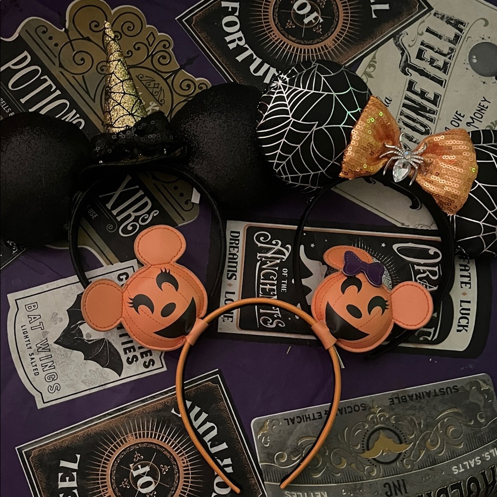 Disney mouse ears Halloween Headband Set - Black, Orange, Gold